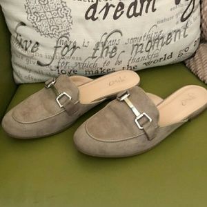 Suede Loafer Mule Flats